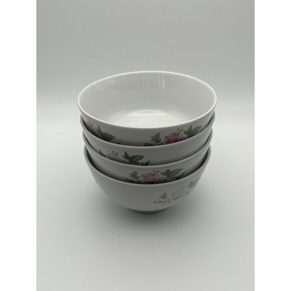 Set of 4 Vintage Xiangshan Chinese Porcelain Bowls Pink Roses Made in China - Picture 2 of 6